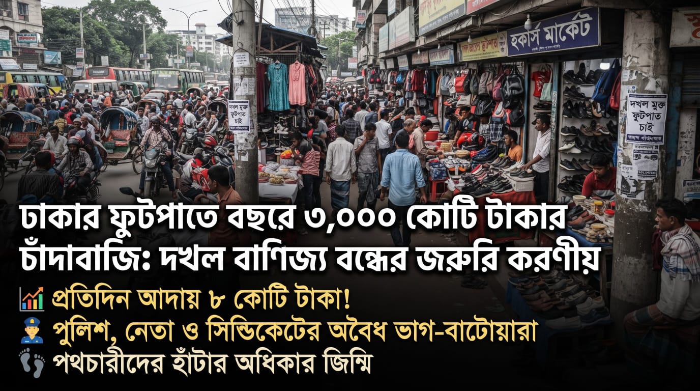 ফুটপাত দখলের মহোৎসব: ৩ হাজার কোটি টাকার অবৈধ বাণিজ্যের ভাগ পায় কারা?
